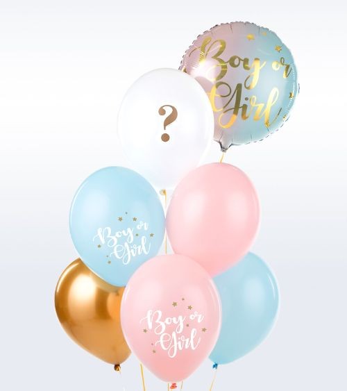 Gender-Reveal-Ballon-Set „Boy or Girl“ - 7-teilig