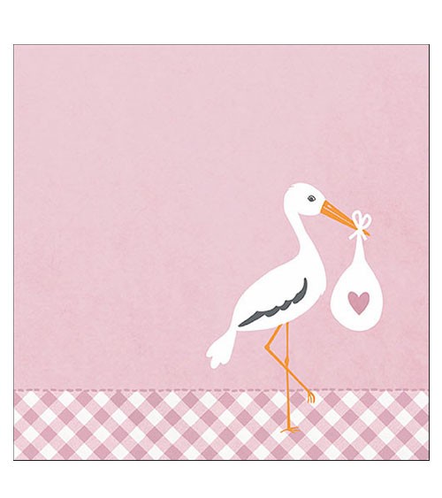 Servietten "Love Stork" - rosa - 20 Stück