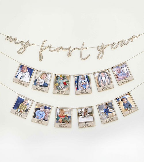 DIY Foto-Girlande aus Holz "My first year" - 1,5 m